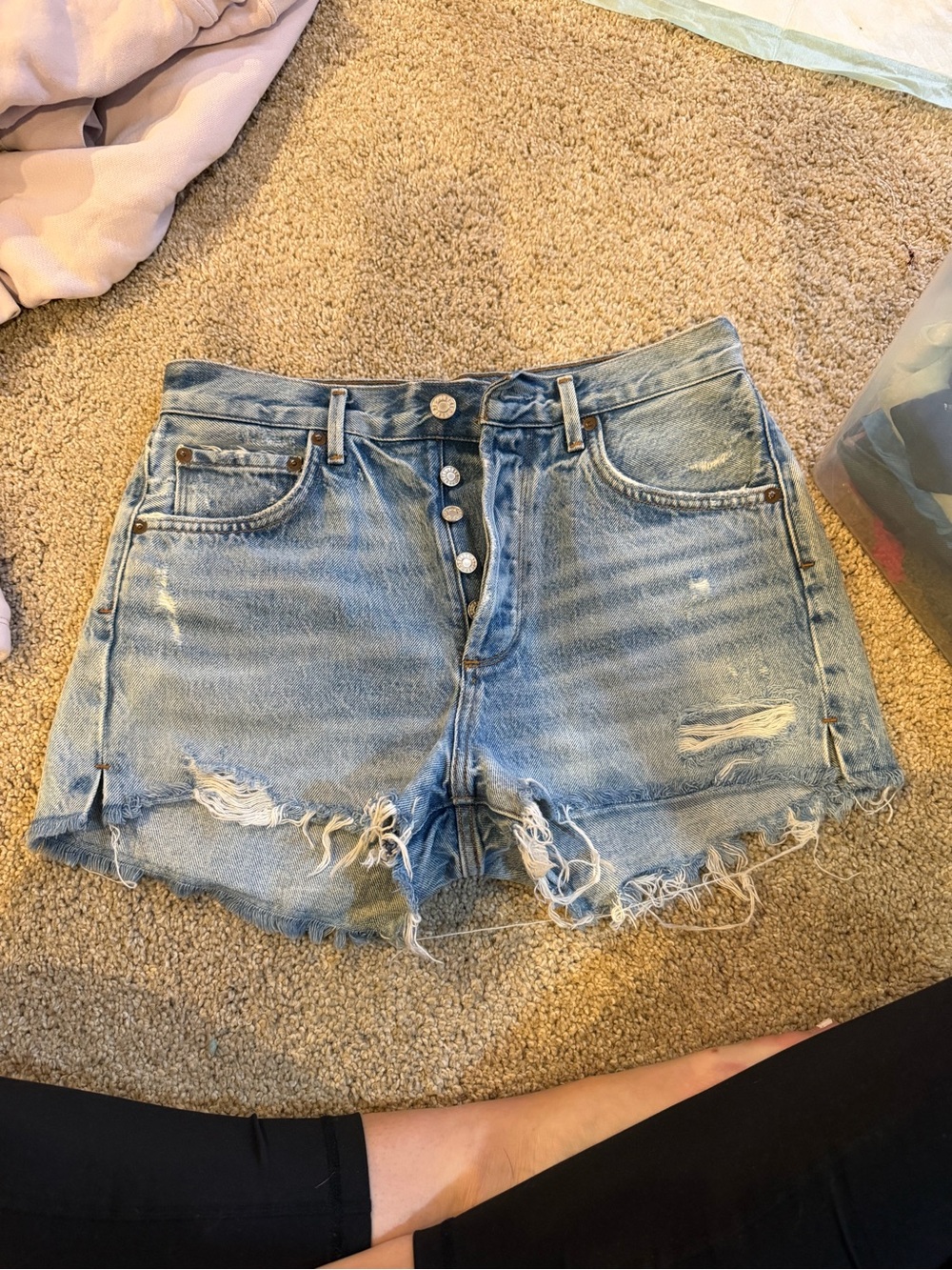 Agolde Distressed Light Blue Denim Women’s Shorts
